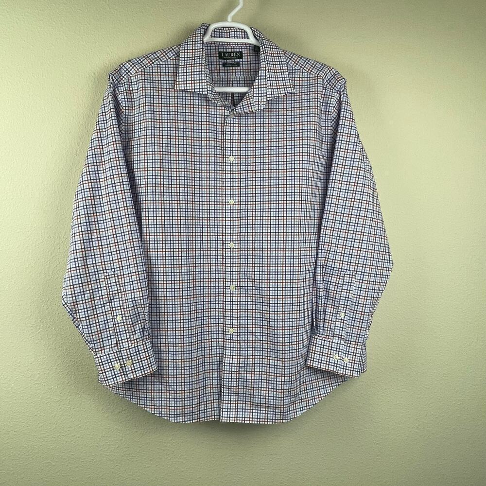 Lauren Ralph Lauren 2XL Blue Red Plaid Button Up Long Sleeve Shirt Supima Cotton